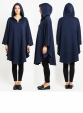 Magus urbanus - oversize tmavomodré (navy) pončo s kapucňou a vreckami
