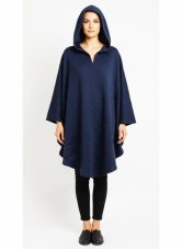 Magus urbanus - oversize tmavomodré (navy) pončo s kapucňou a vreckami