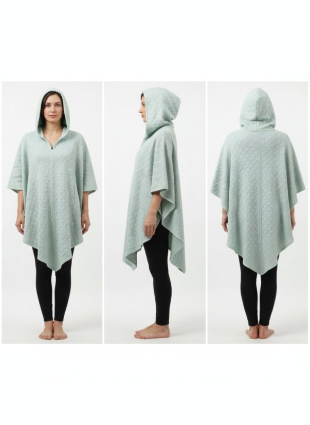 Magus urbanus - oversize pončo v svetlej mätovej (pale green) farbe s kapucňou a vreckami