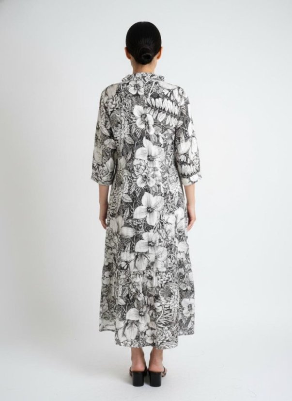 Aqua Nocturna - Košeľové šaty s 3/4 rukávom