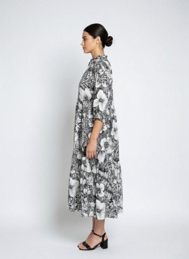 Aqua Nocturna - Košeľové šaty s 3/4 rukávom